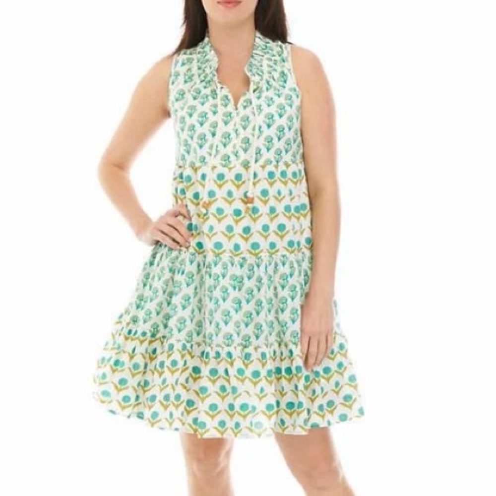 Chelsea & Theodore Block Print Sleeveless Dress